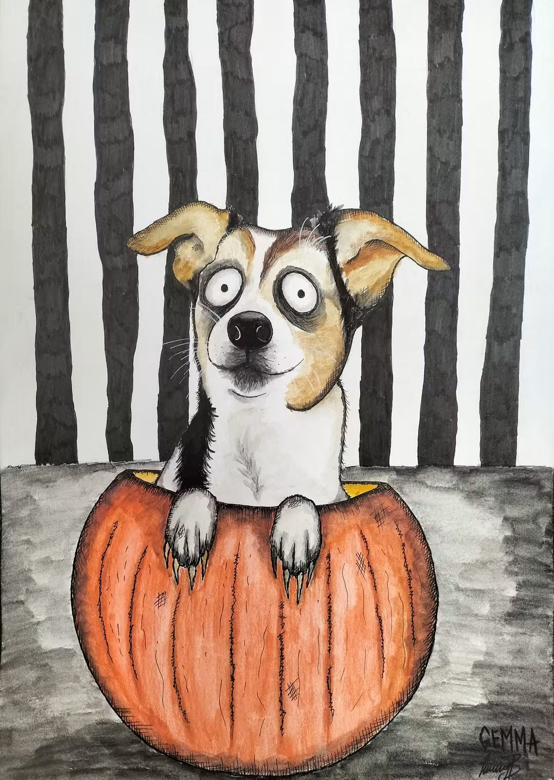 Custom Tim Burton-Inspired Pet Portrait