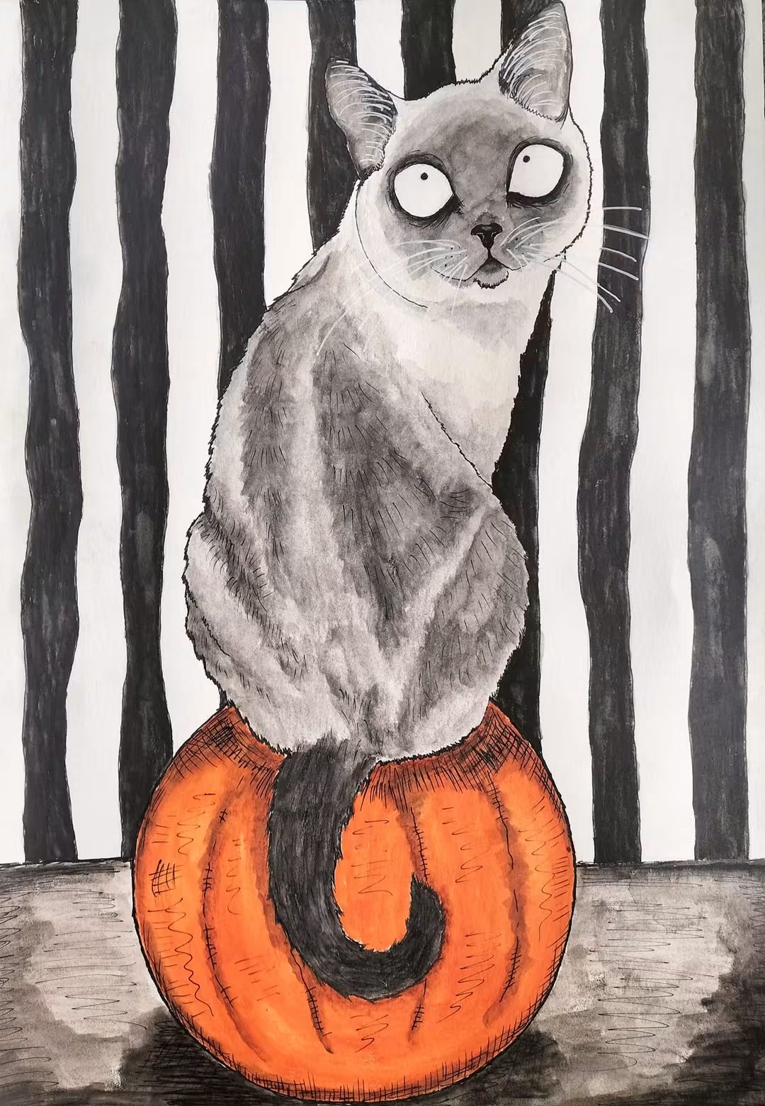 Custom Tim Burton-Inspired Pet Portrait