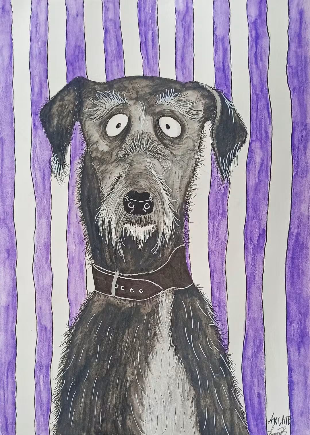 Custom Tim Burton-Inspired Pet Portrait