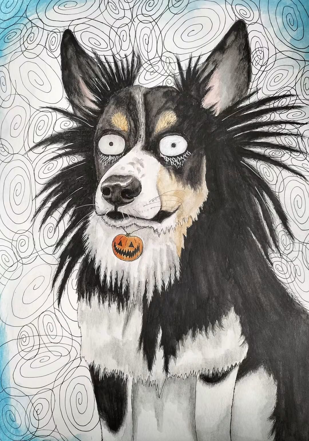Custom Tim Burton-Inspired Pet Portrait